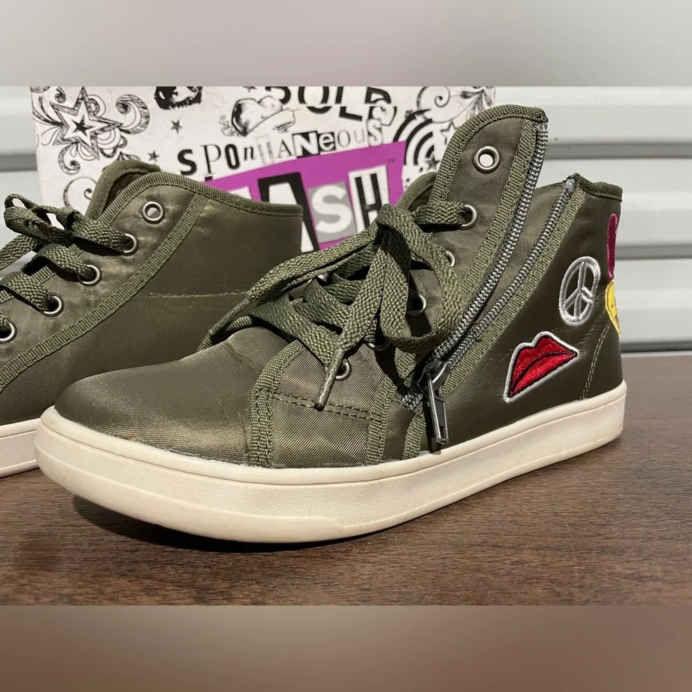 Brash Shoes "Cassidy" Olive Green Military Style Emoji Women's Shoes, Size 7.5 - Picture 7 of 13